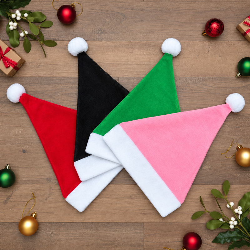 Blank Holiday Christmas Santa Hats &ndash; 12 Pack