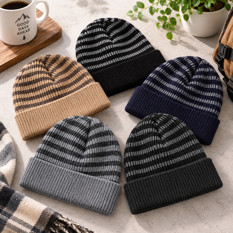 Ribbed Stripe Beanies