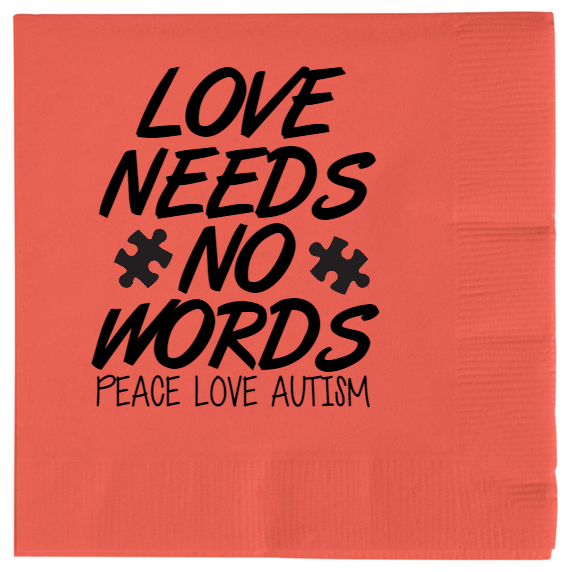 Autism Awareness Love Needs No Words Peace 2ply Economy Beverage Napkins Style 134151