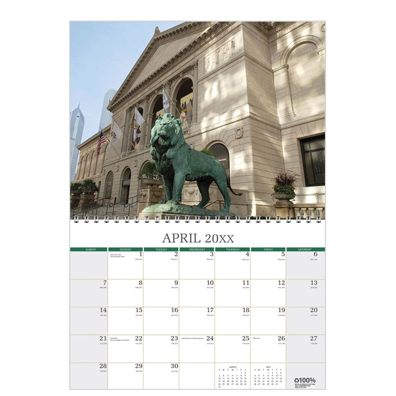 Full Color Wall Calendar - 11 X 17 Inches - Wirebound Without Ad Lip