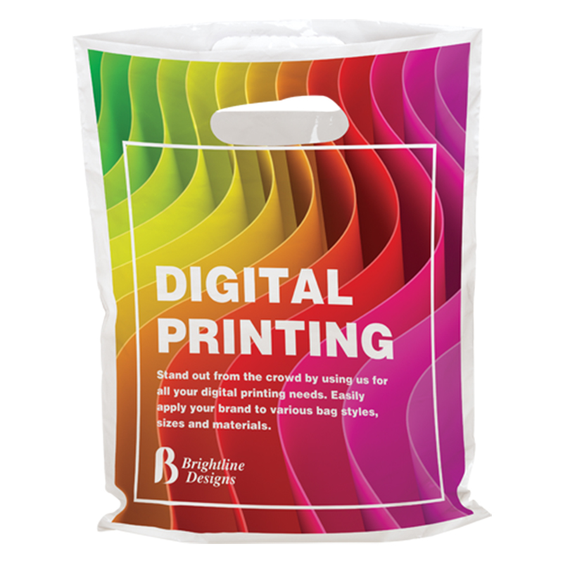7.5 X 9 Inch Full Color Plastic Bags With Die Cut Handles