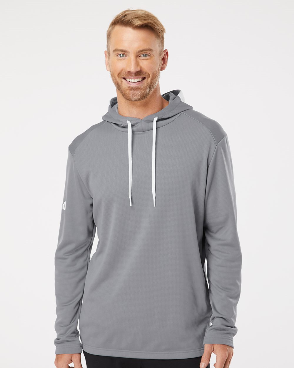 Adidas Men's Textured Mixed Media Midweight Hooded Sweatshirt - A530