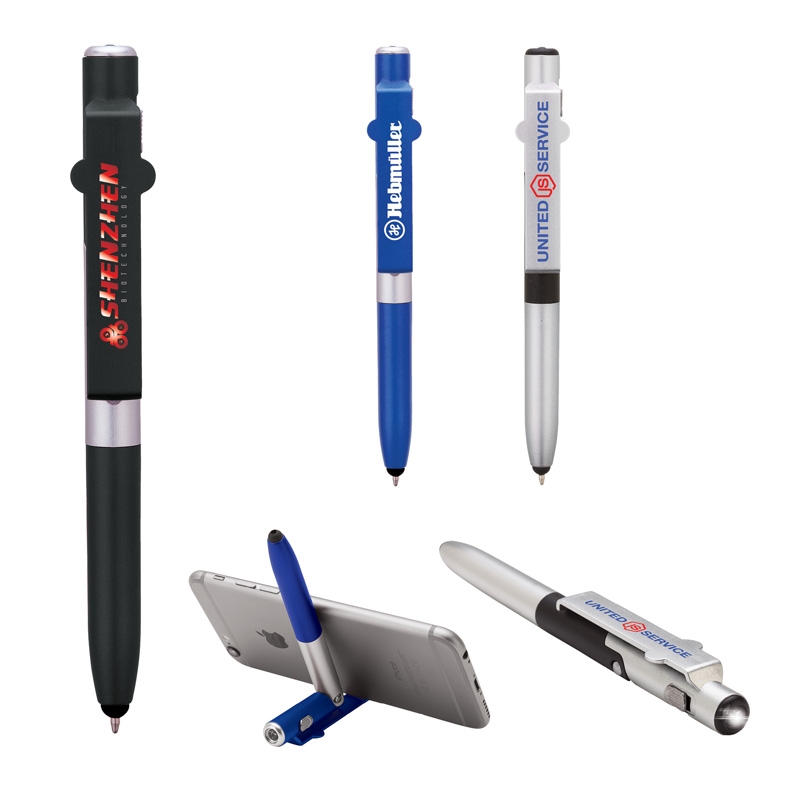 Basics Plastik Madison 4-in-1 Ballpoint Pen / LED / Phone Stand / Stylus
