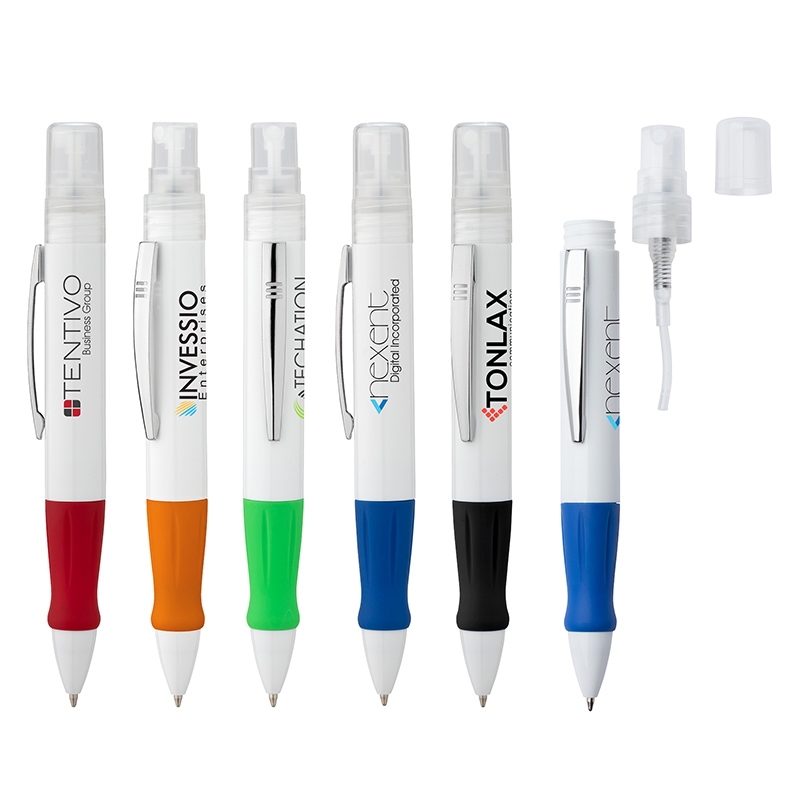 Basics Plastik Spritzer Refillable Sanitizer Ballpoint Pen (Liquid Not Included)