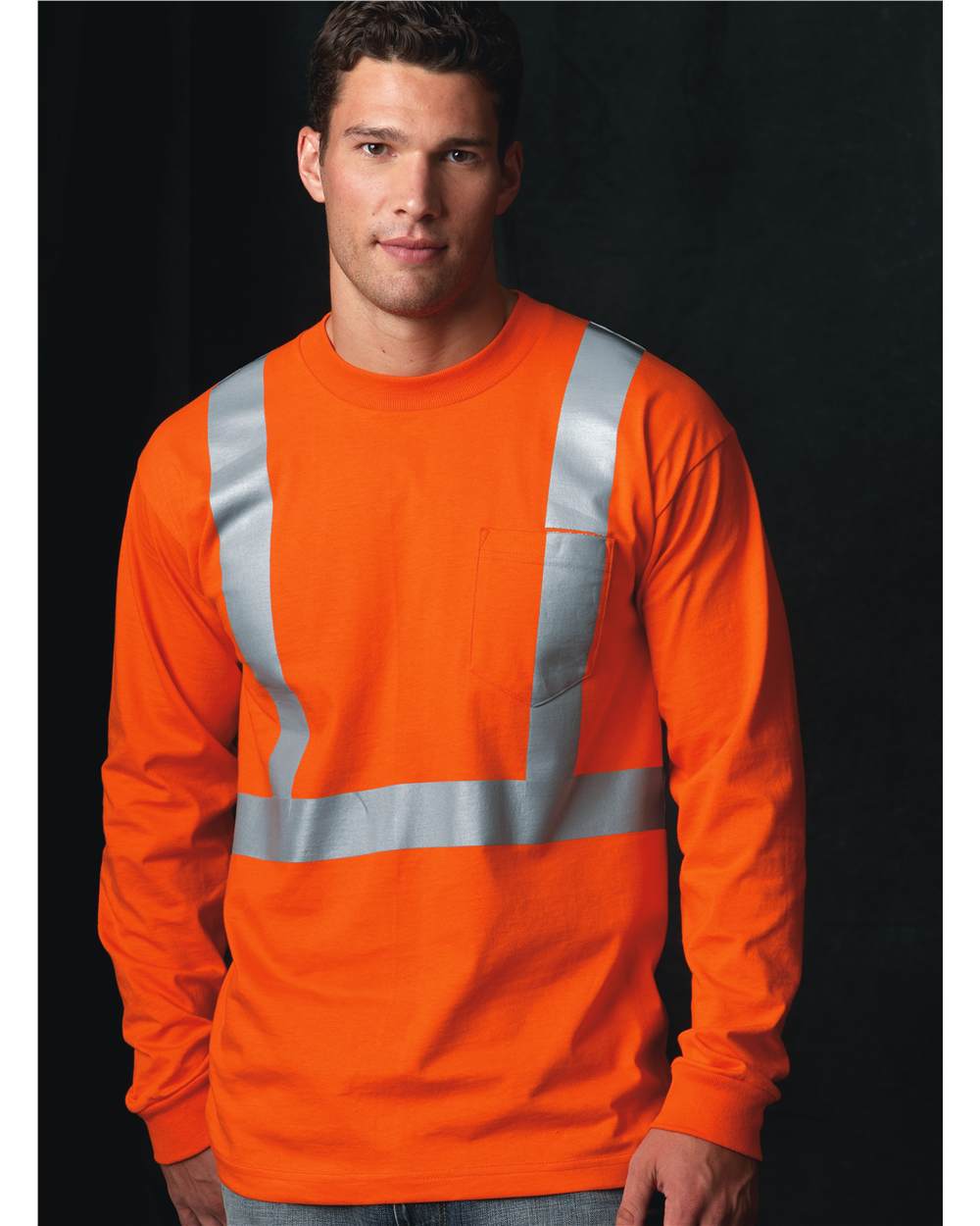 Bayside Unisex USA-Made High Visibility Long Sleeve Pocket T-Shirt - 3781