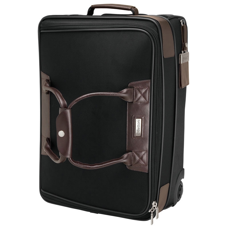 Bettoni Terni Brown Leather/Black Twill Nylon Trolley Bag