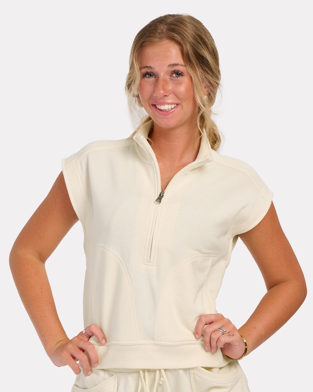 Boxercraft Women's French Terry Half-Zip Short Sleeve Sweatshirt - BW2407