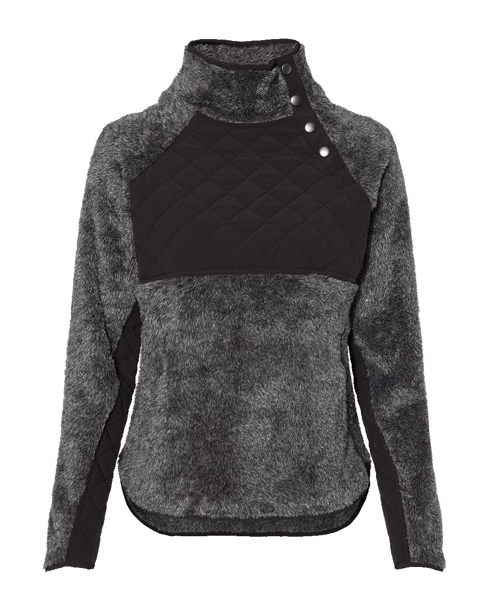 Boxercraft Women's Quilted Fuzzy Fleece Snap Placket Pullover - FZ06
