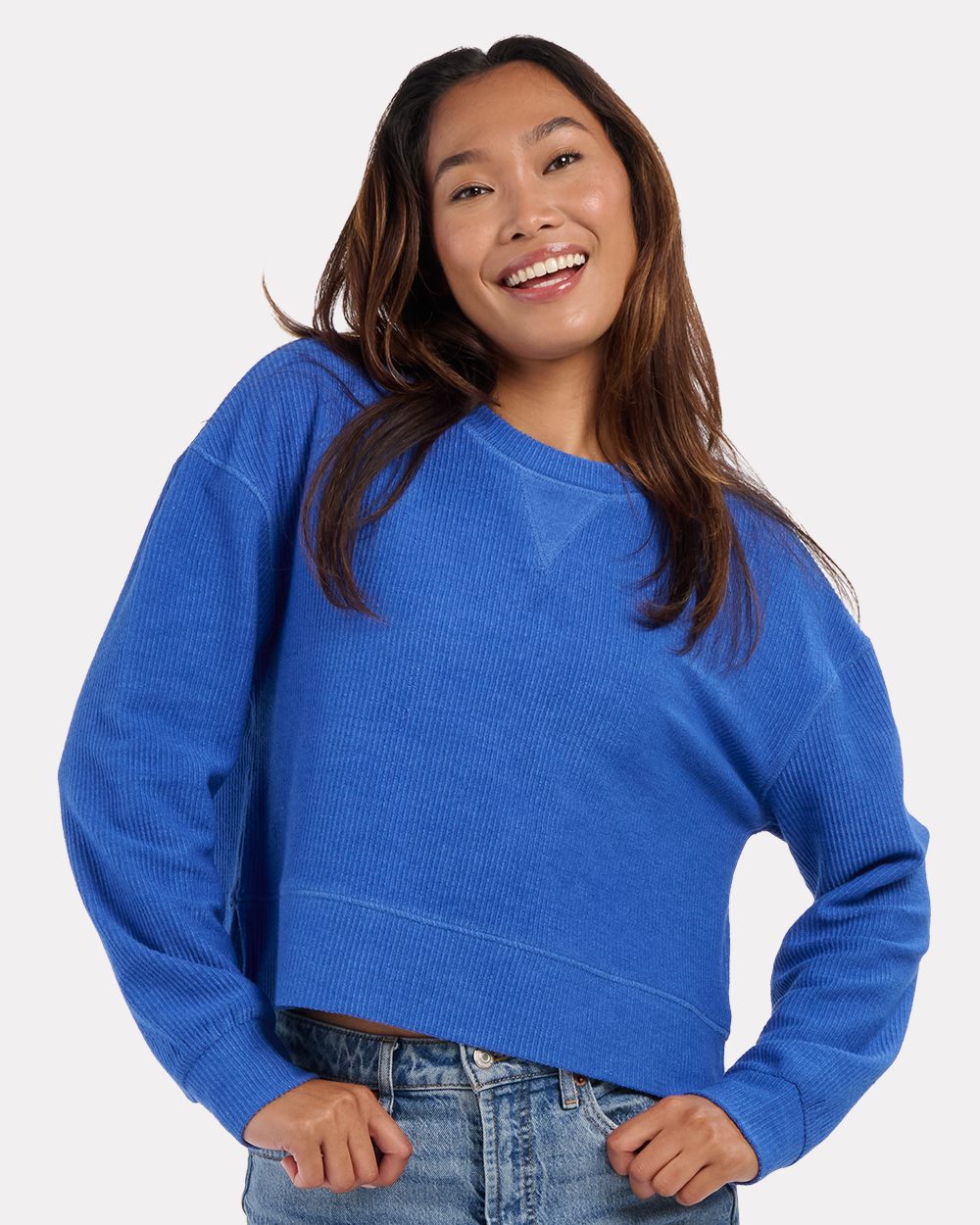 Boxercraft Women's Ribbed Knit Cropped Boxy Crew - BW5102