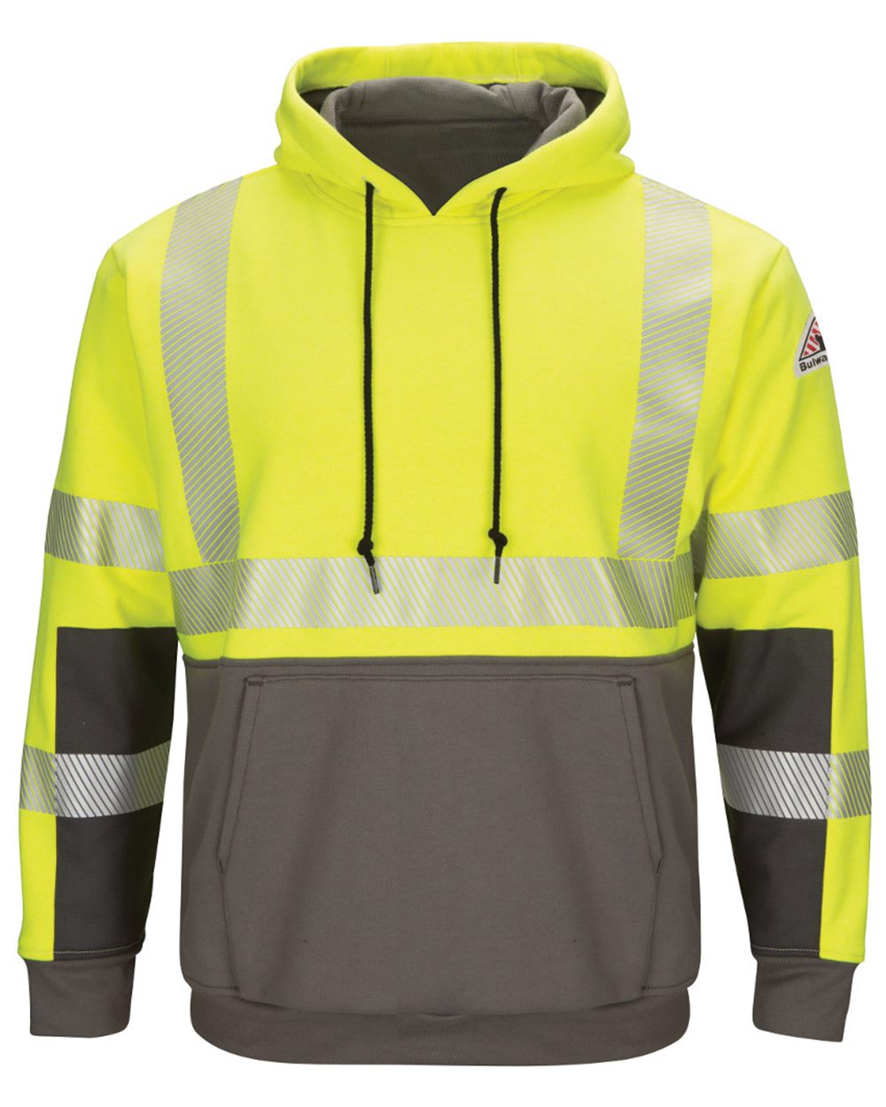 Bulwark Men's Tall Hi-Visibility Color-Blocked Hooded Sweatshirt - SMB4T