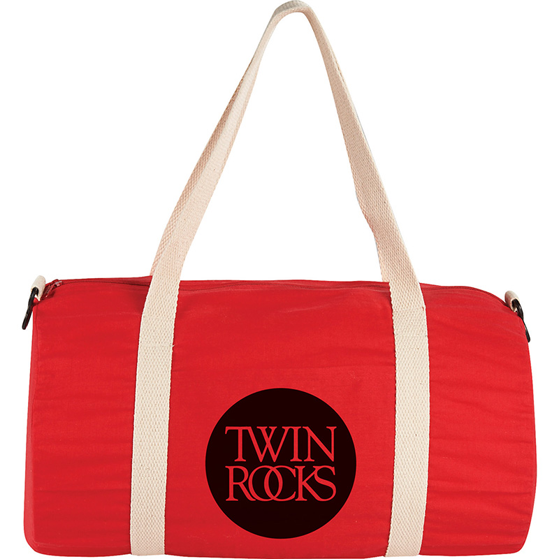 Cotton Canvas 18 Barrel Duffel Duffels Gym Bags 24HourWristbands.Com