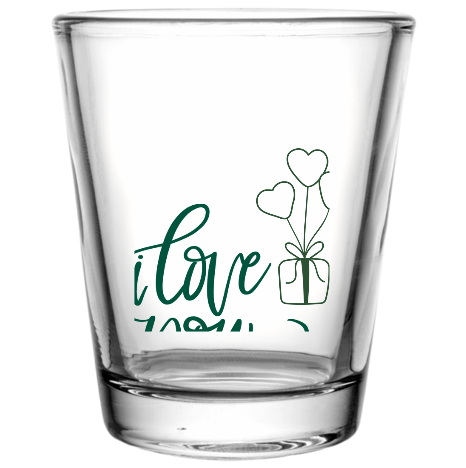 Happy Valentine Day Custom Clear Shot Glasses- 1.75 oz. Style 100680