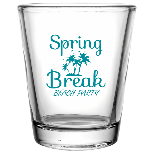Spring Break Beach Party Custom Clear Shot Glasses- 1.75 oz. Style 116160