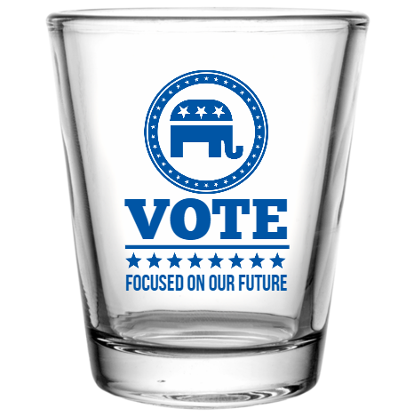 Political Vote Focused On Our Future Custom Clear Shot Glasses- 1.75 oz. Style 109850