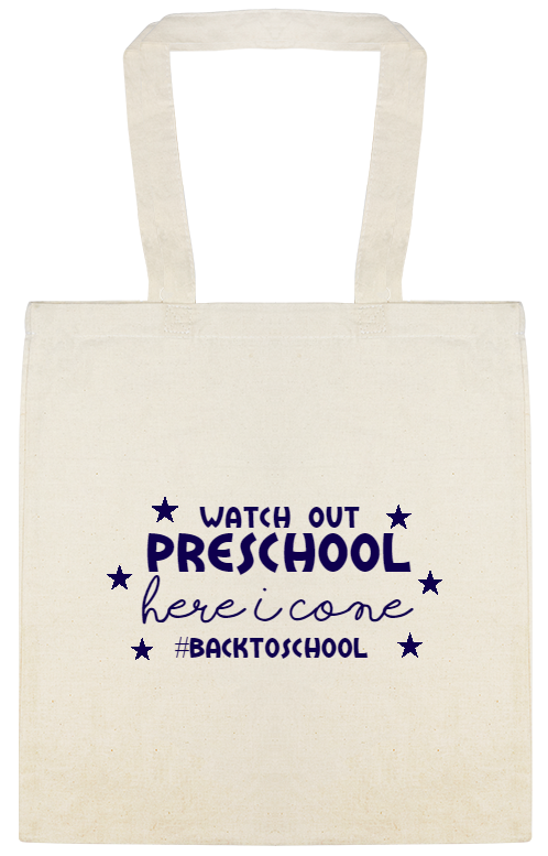 Back To School backtoschool Watch Out Preschool Here I Cone Custom Everyday Cotton Tote Bags Style 122353