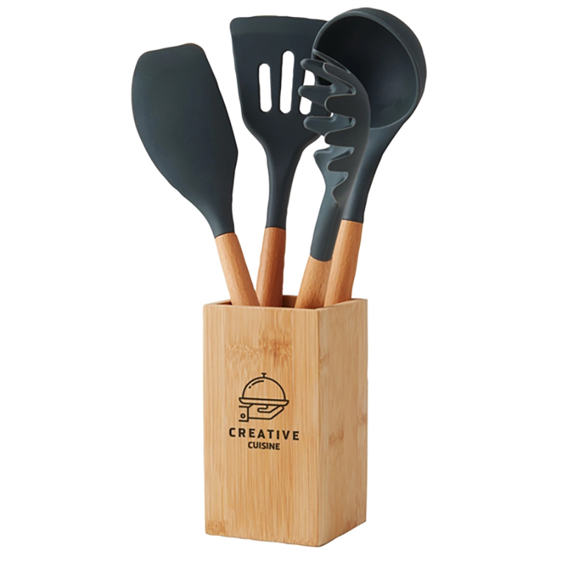 Custom 5-Piece Bamboo With Silicone Kitchen Utensil Set