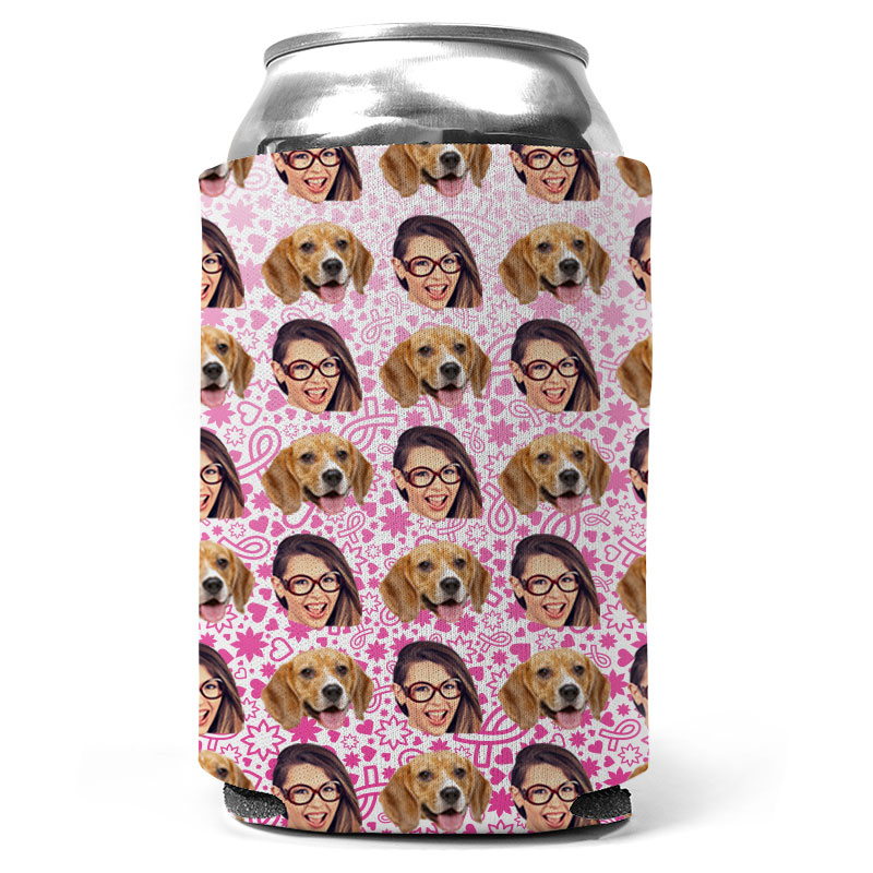 Custom Breast Cancer Collage Ombre Can Coolers