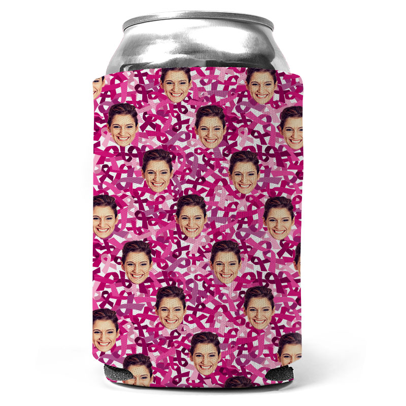 Custom Breast Cancer Ribbon Can Coolers