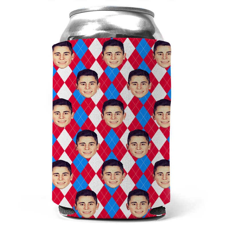 Custom Christmas Argyle Can Coolers