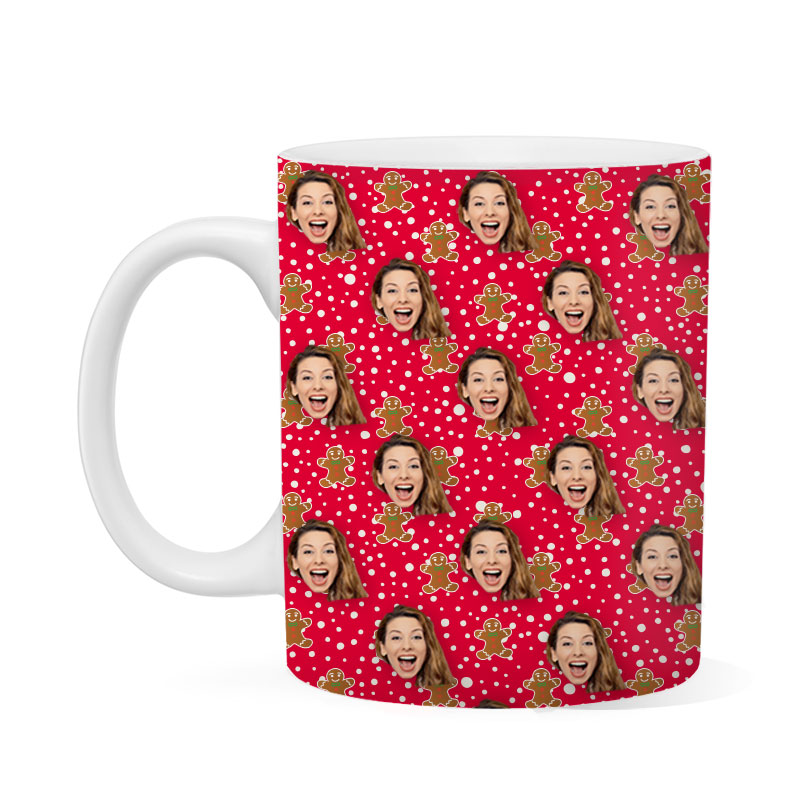 Custom Christmas Gingerbread Head Mug