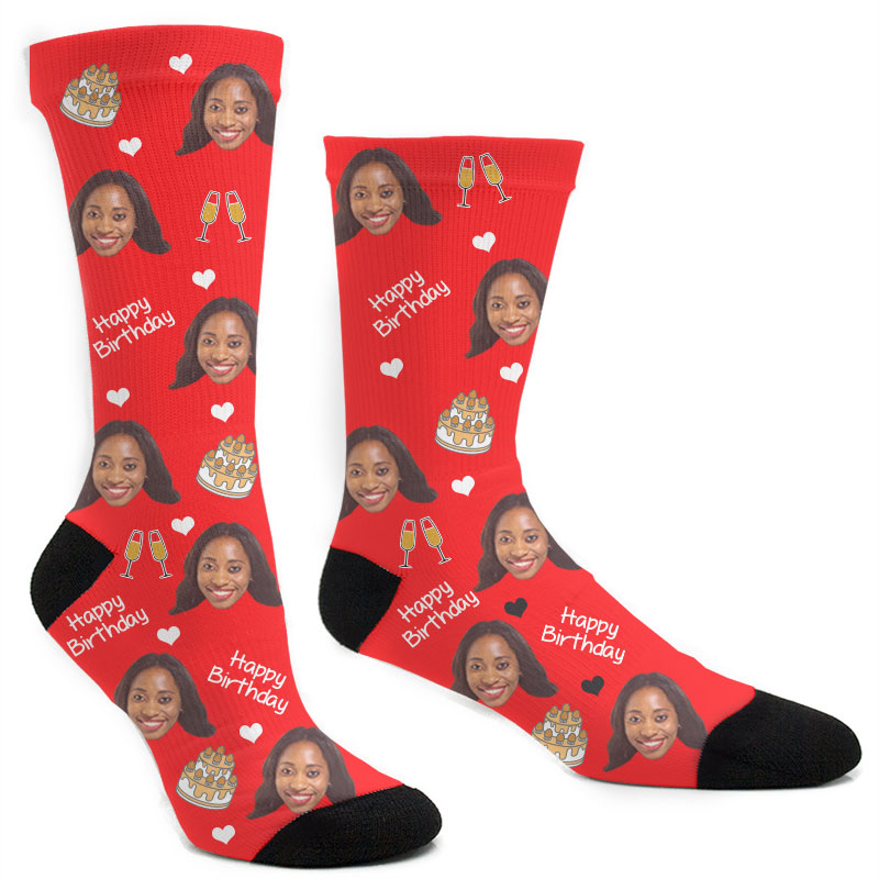 Custom Happy Birthday Cake Socks