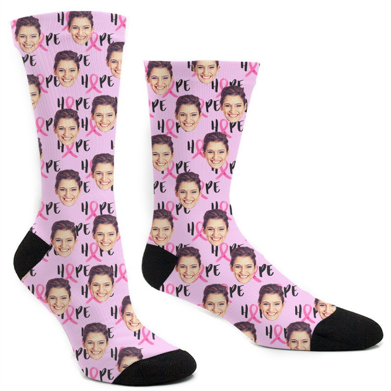 Custom Hope Breast Cancer Socks