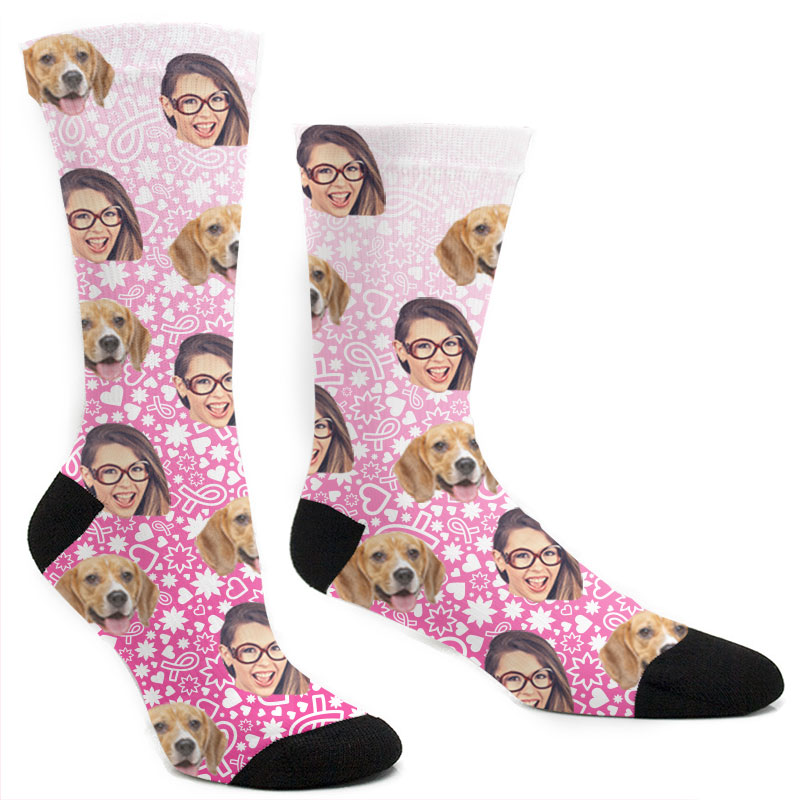 Custom Ombre Breast Cancer Socks