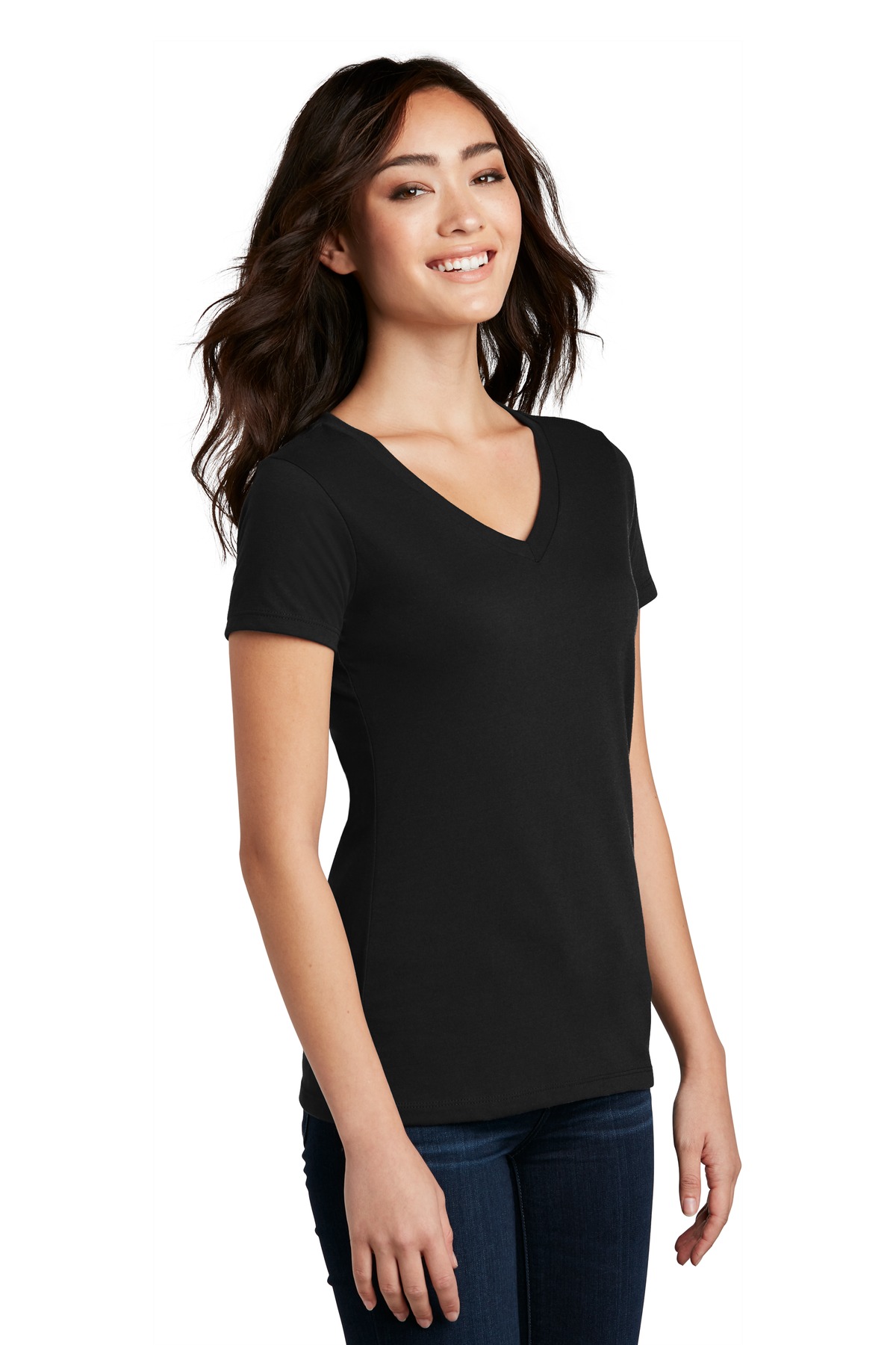 District Women's Perfect Blend CVC V-Neck Tee.