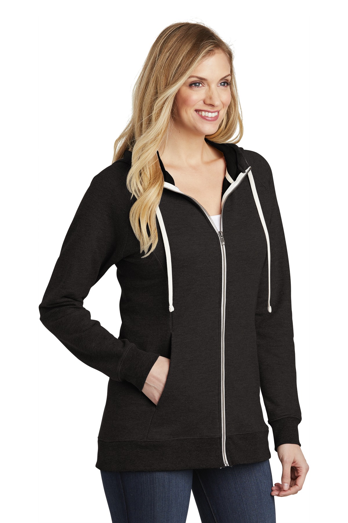 District Women's Perfect Tri French Terry Full-Zip Hoodie.
