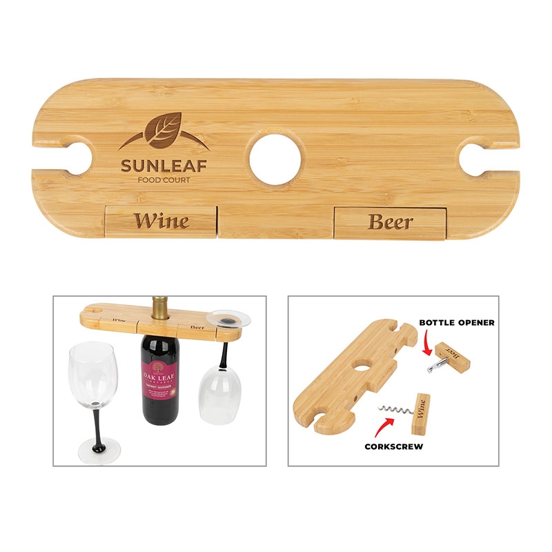 Essentials Temecula 3-Piece Bamboo Wine Caddy