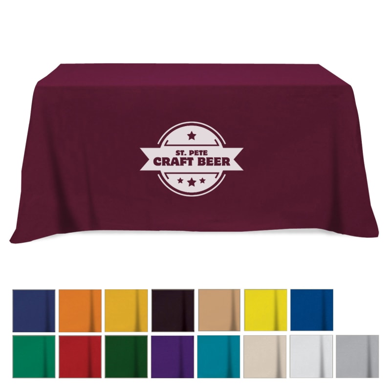 Flat Poly/Cotton 3-sided Table Cover - Fits 6' Standard Table