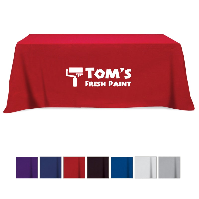 Flat Poly/Cotton 3-sided Table Cover - Fits 8' Standard Table