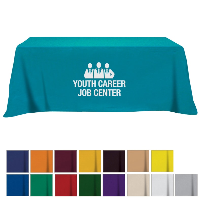 Flat Poly/Cotton 4-sided Table Cover - Fits 8' Standard Table