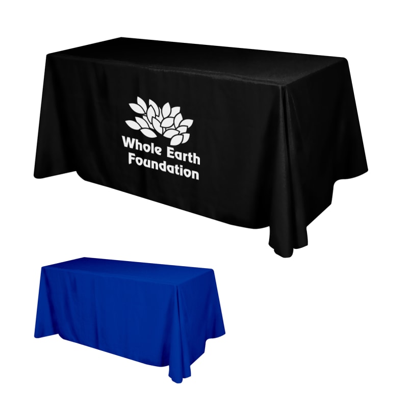 Flat Polyester 4-Sided Table Cover - Fits 6' Standard Table