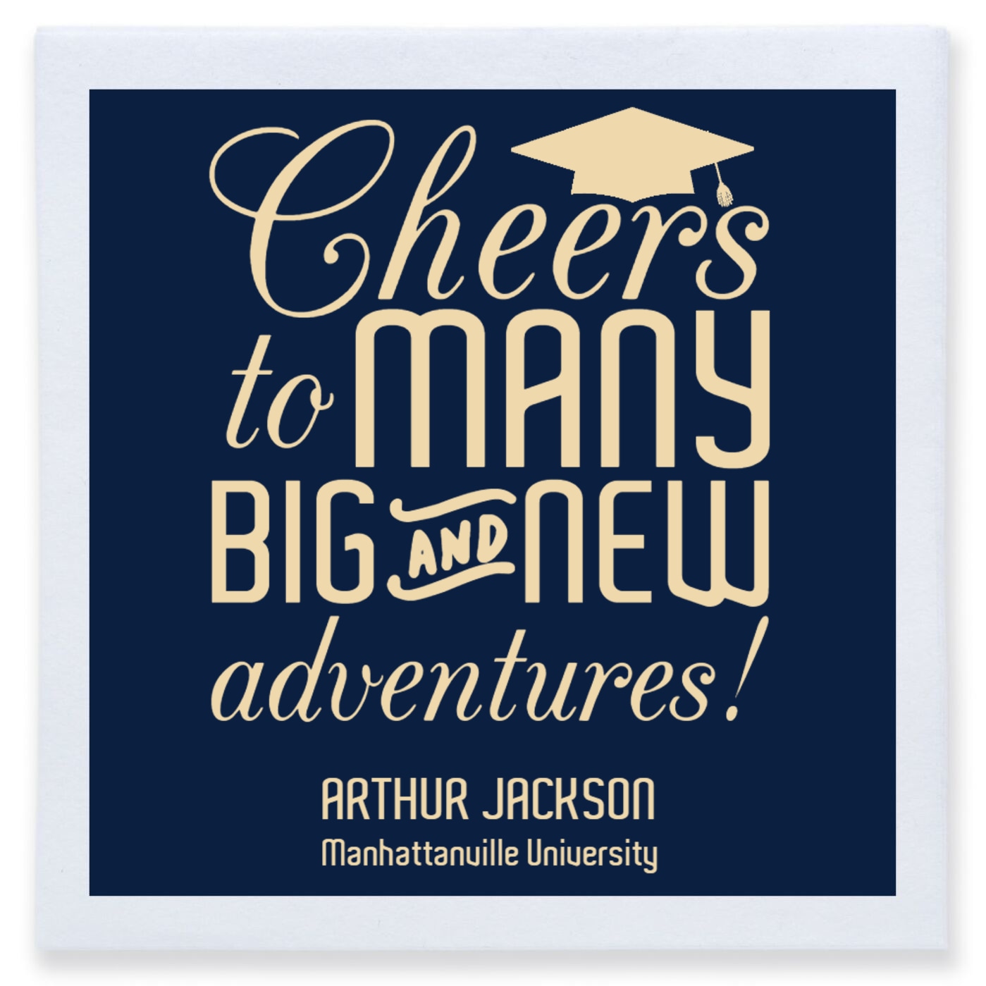 Cheers To Many Big And New Adventures Full Color 3ply Premium Beverage Napkins Style 172711