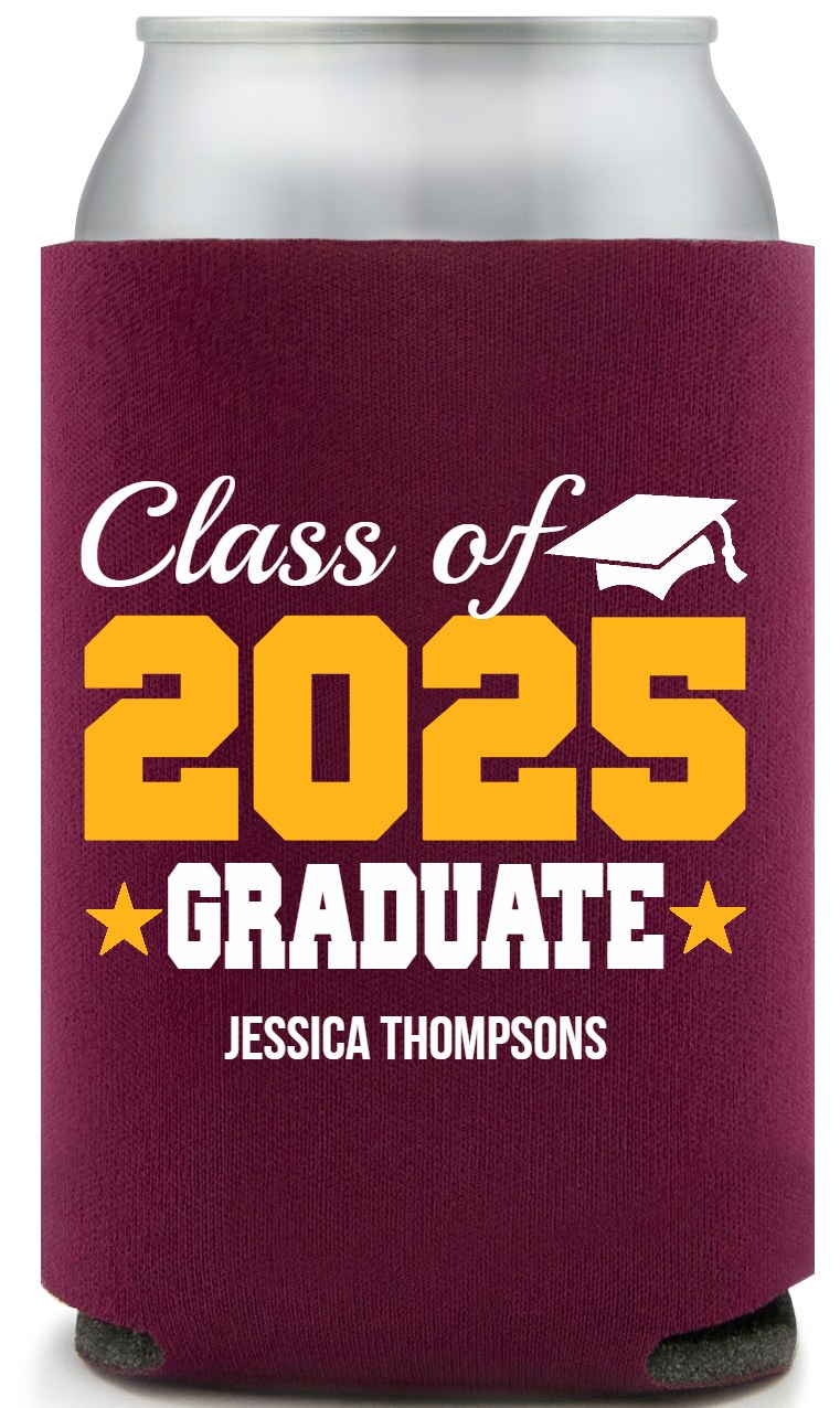 Class Of 2025 Graduate Full Color Foam Collapsible Coolies All Over Print Style 171317