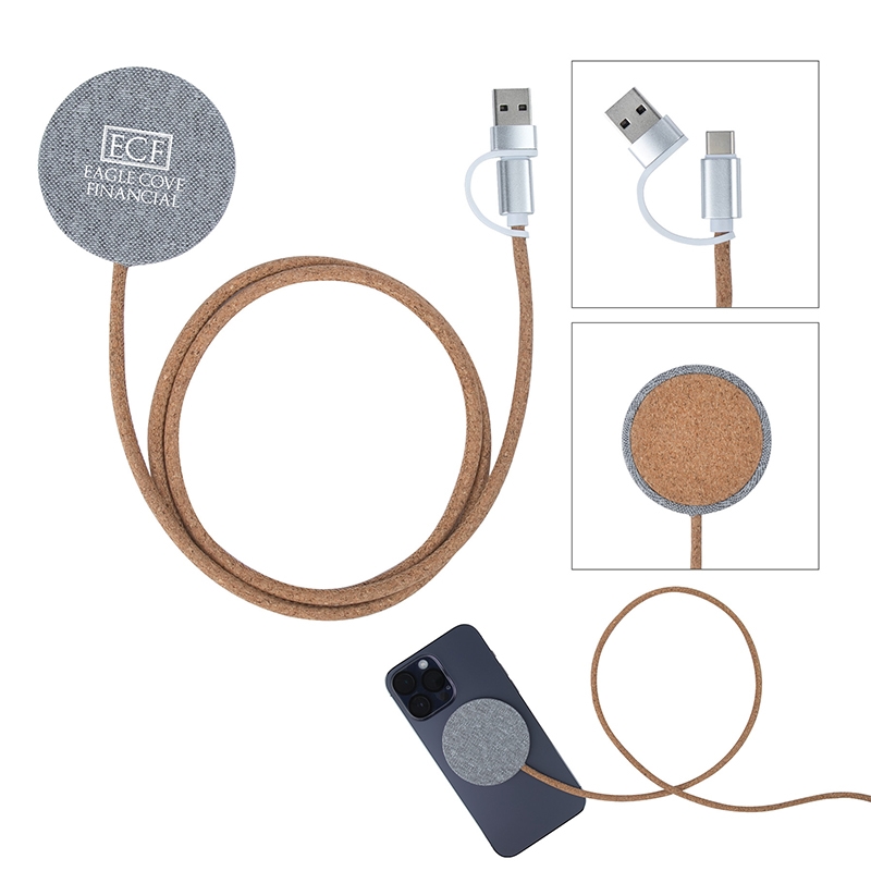 Giftcor Ashford 10W RPET & Cork Wireless Charging Pad