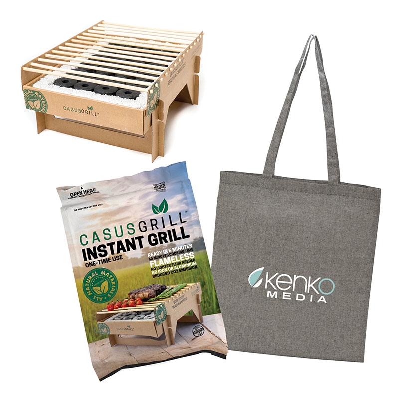 Giftcor Raleigh CasusGrill™ Biodegradable BBQ Grill W/Recycled Cotton Tote Bag