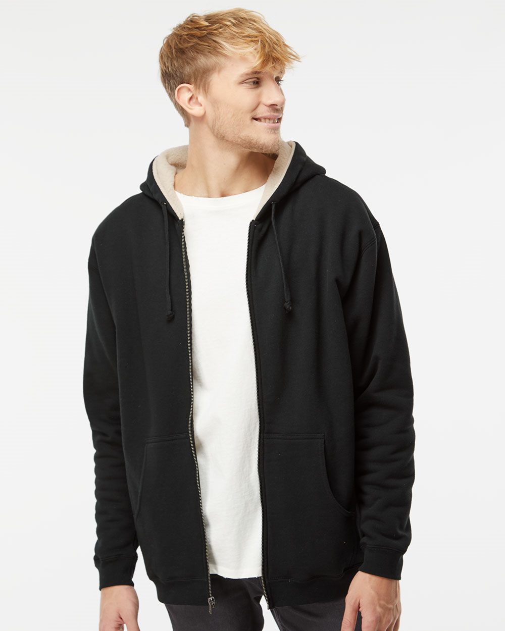 Independent Trading Co. Men's Sherpa-Lined Full-Zip Hooded Sweatshirt - EXP40SHZ