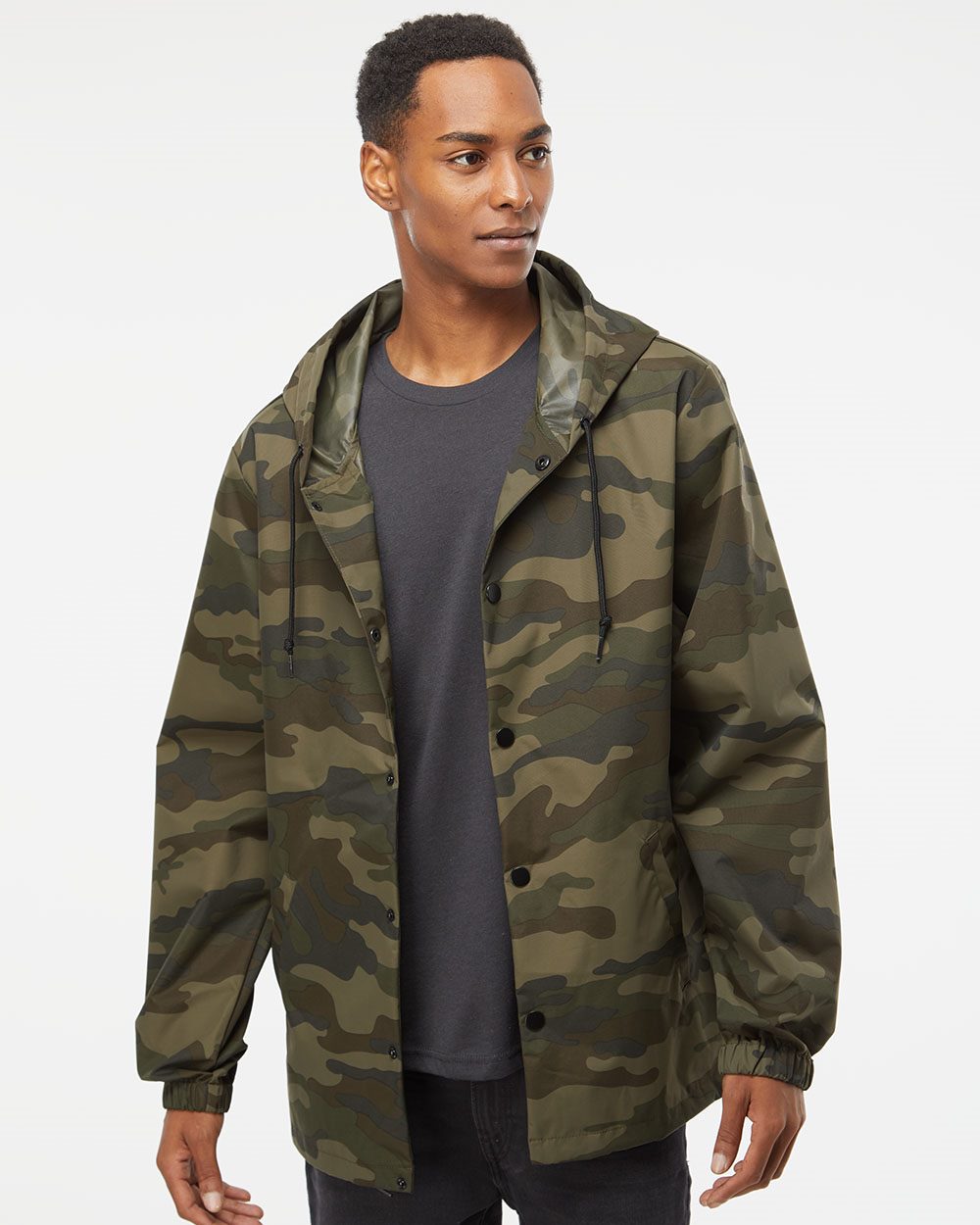 Independent Trading Co. Men's Water-Resistant Hooded Windbreaker - EXP95NB