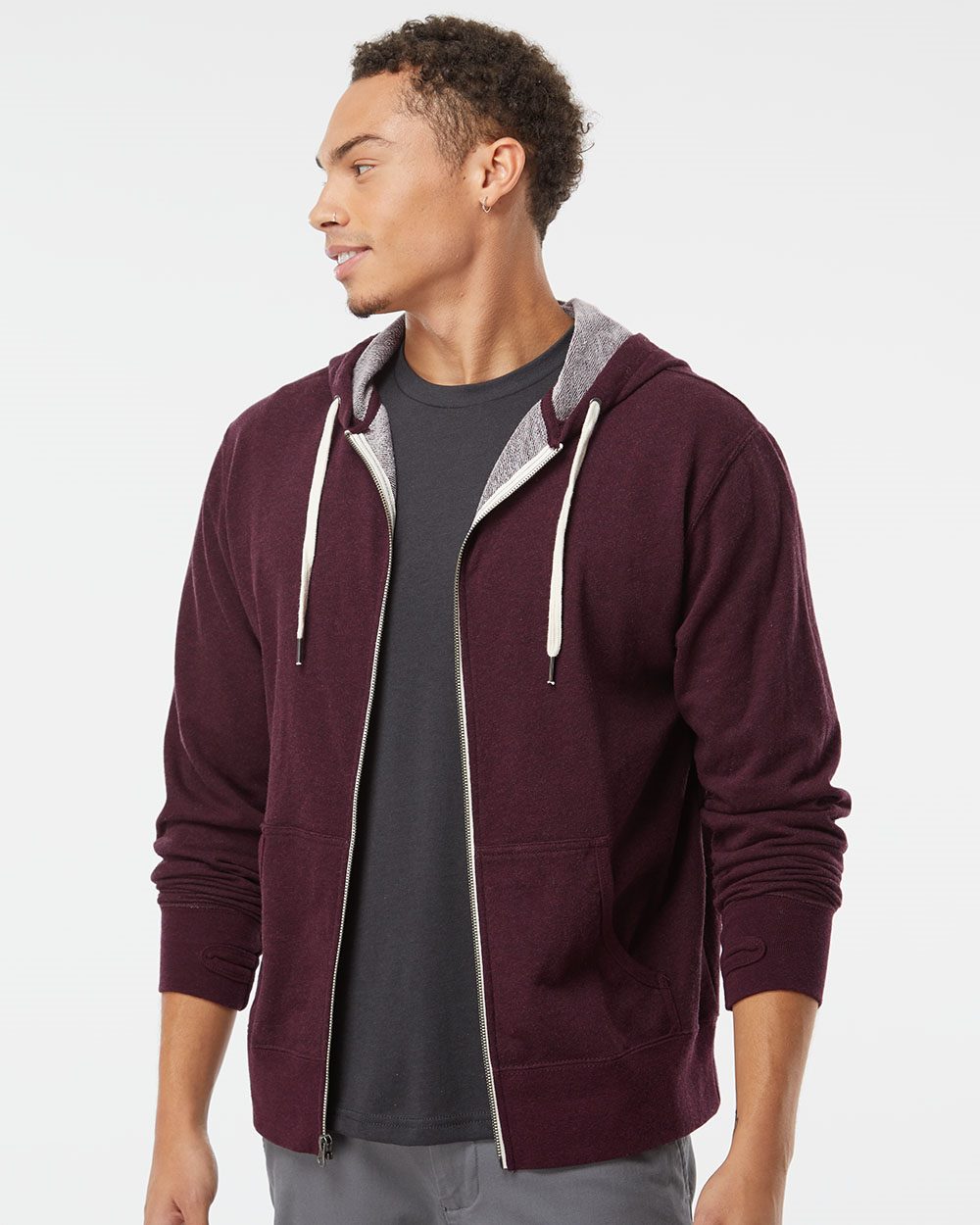 Independent Trading Co. Unisex Heathered French Terry Full-Zip Hooded Sweatshirt - PRM90HTZ