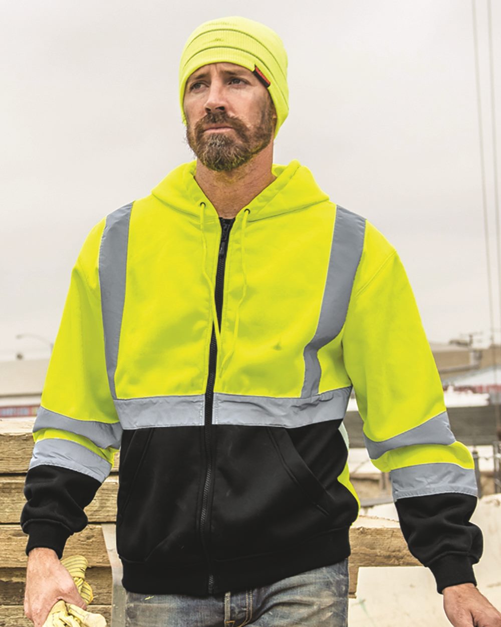 Kishigo Unisex Hi-Vis Full-Zip Hooded Sweatshirt - JS102-103
