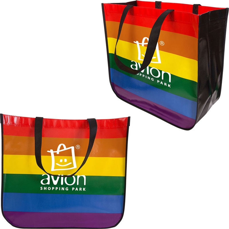 Large Rainbow Laminated Tote Bags