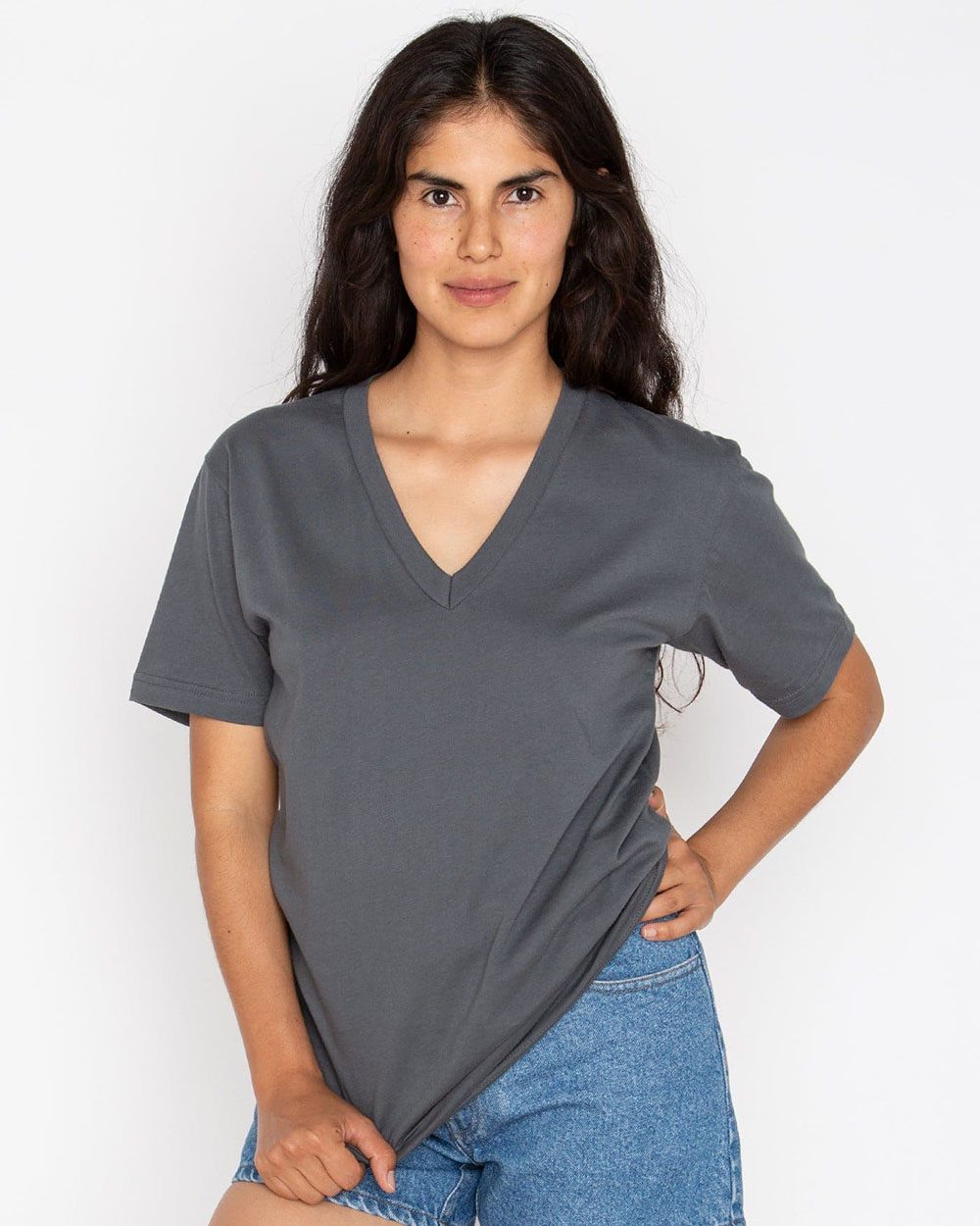 Los Angeles Apparel Unisex USA-Made Fine Jersey V-Neck T-Shirt - 24056