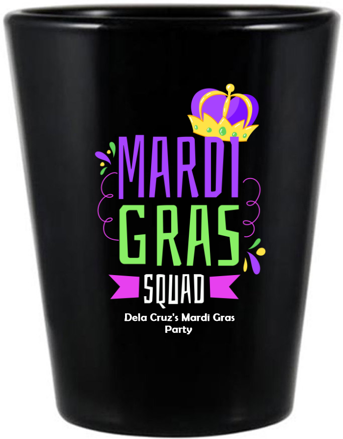 Mardi Gras Squad Black Shot Glass