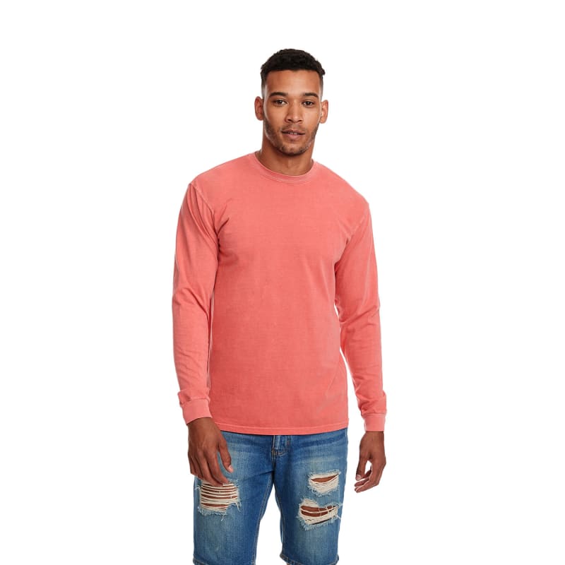Next Level Apparel Adult Inspired Dye Long-Sleeve Crew With Pocket