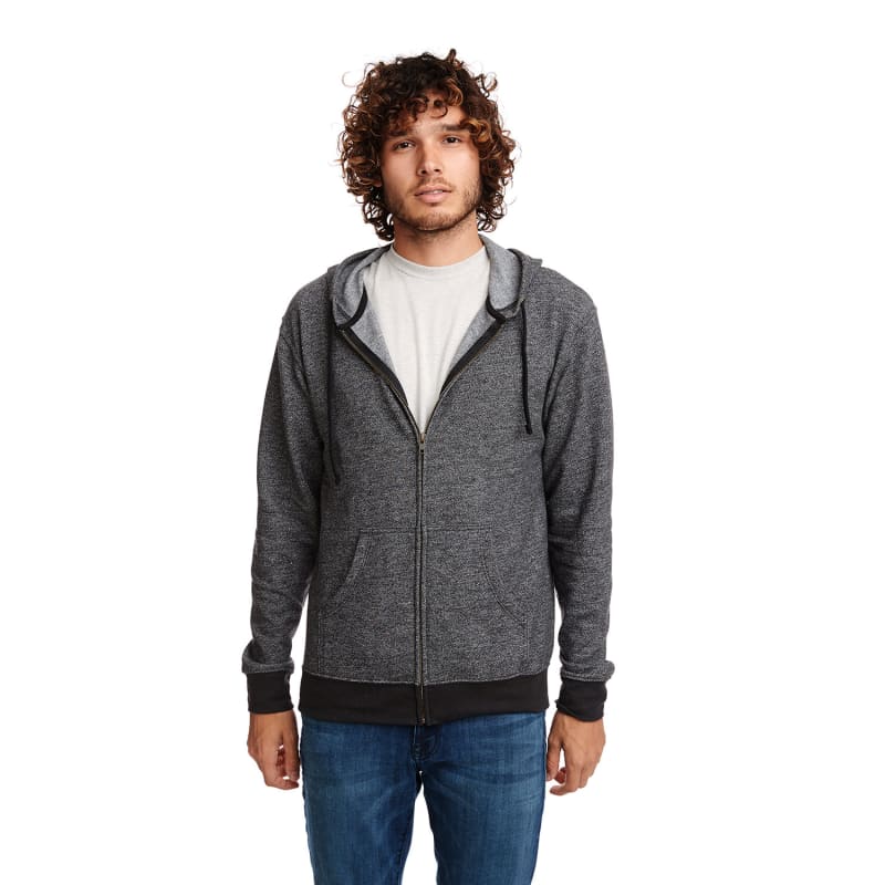 Next Level Apparel Adult Pacifica Denim Fleece Full-Zip Hooded Sweatshirt