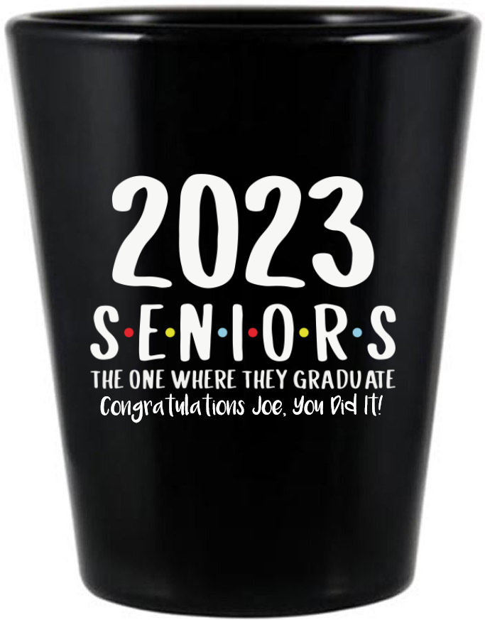 Personalized Friends Themed Graduation Black Shot Glasses