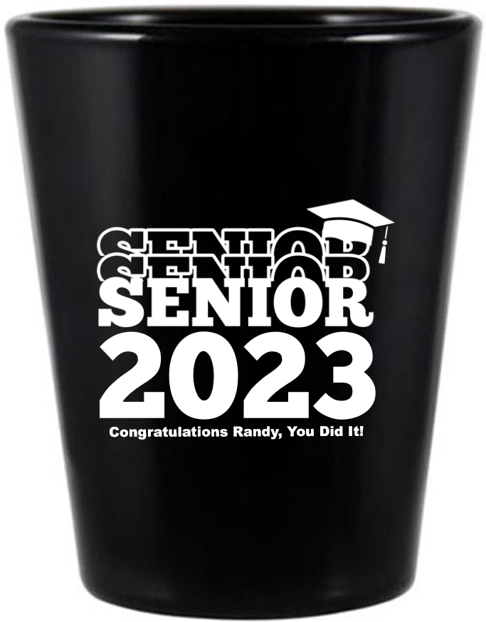 Personalized Senior Graduation Black Shot Glasses