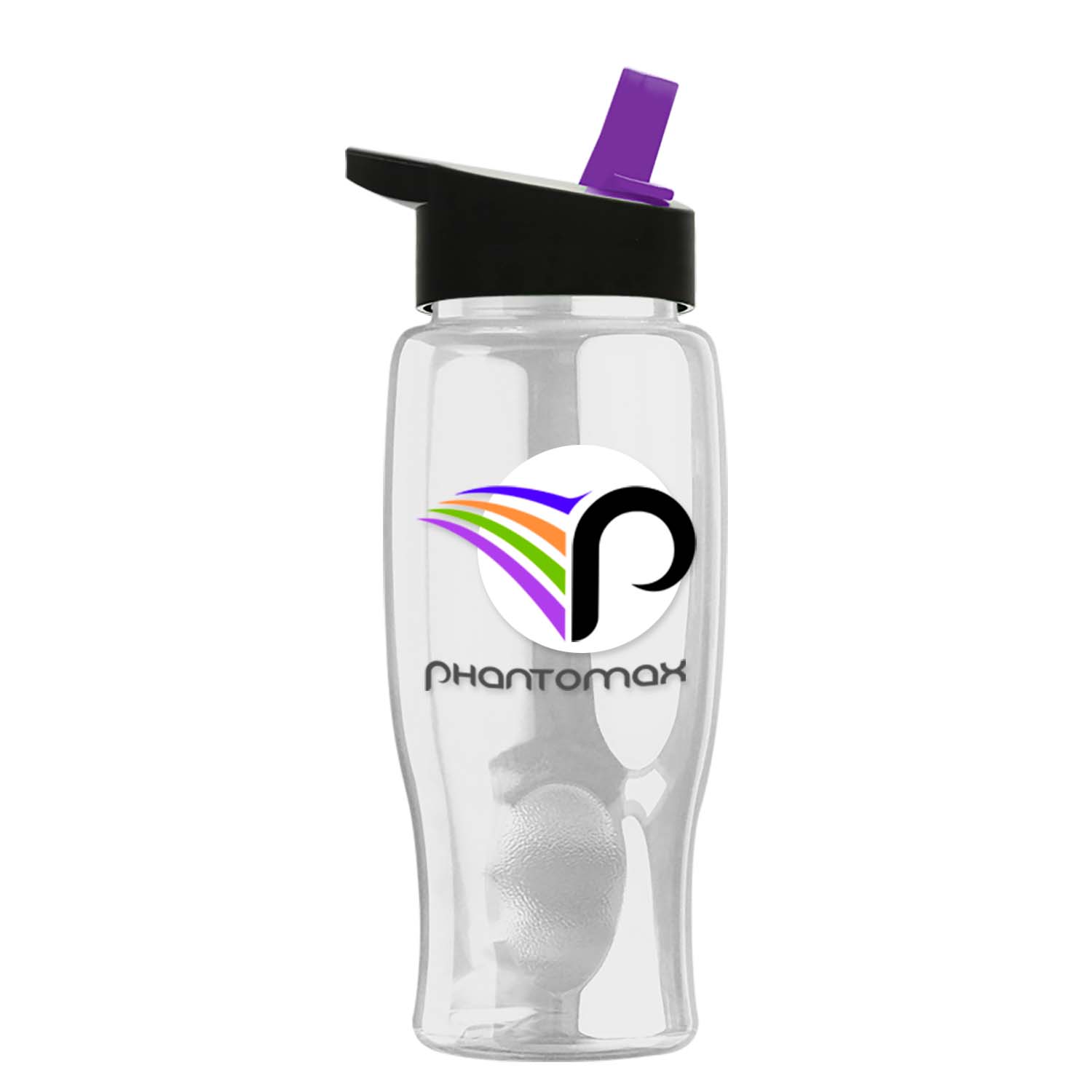 Poly-pure - 27 Oz. Transparent Bottle With Flip Straw And Digital Imprint